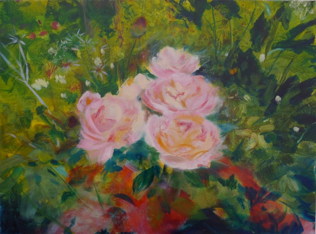 Pink Roses, oil on canvas, 2013, Melinda Green Tepler